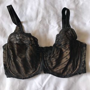 Rive Guache full coverage black lace over tan bra